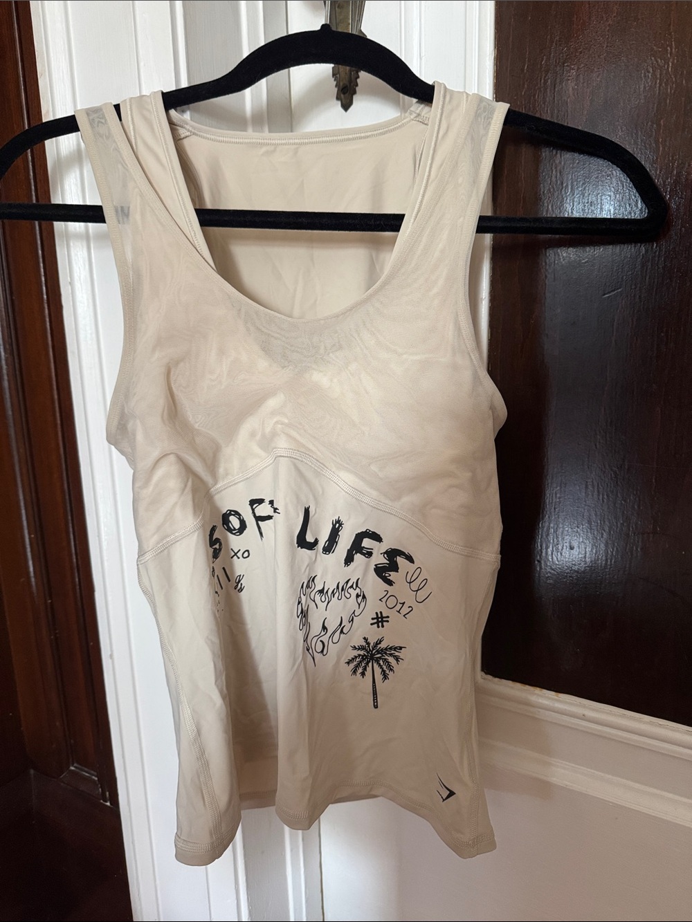 Gymshark Beige Graphic Scoop Tank Top